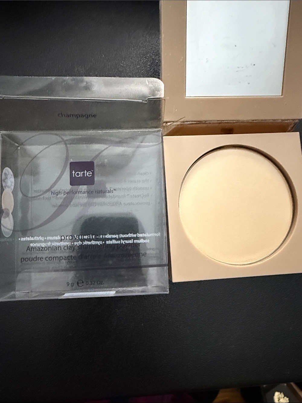 New tarte Amazonian Clay shimmering Powder in Champagne